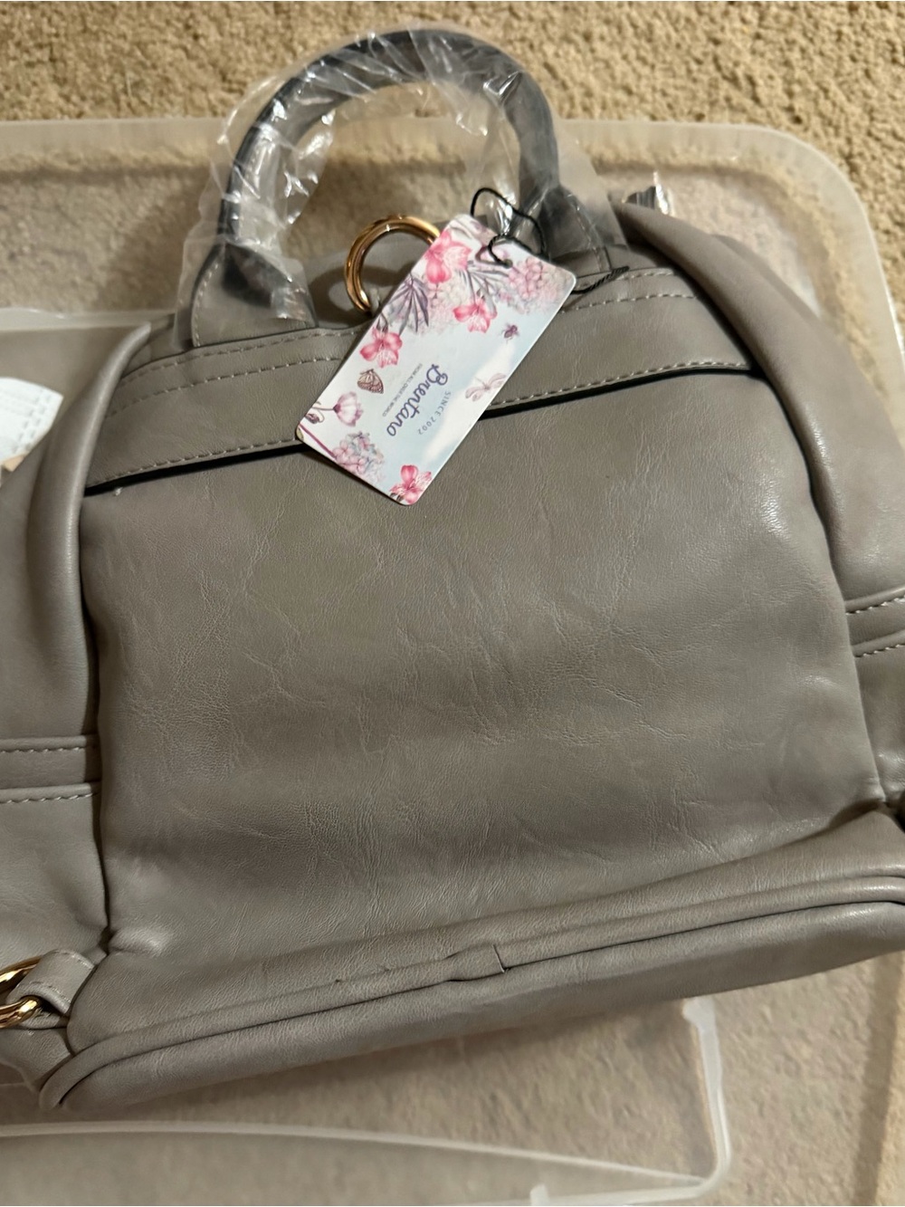 Gray Studded Mini Backpack by Brentano - Picture 3 of 4